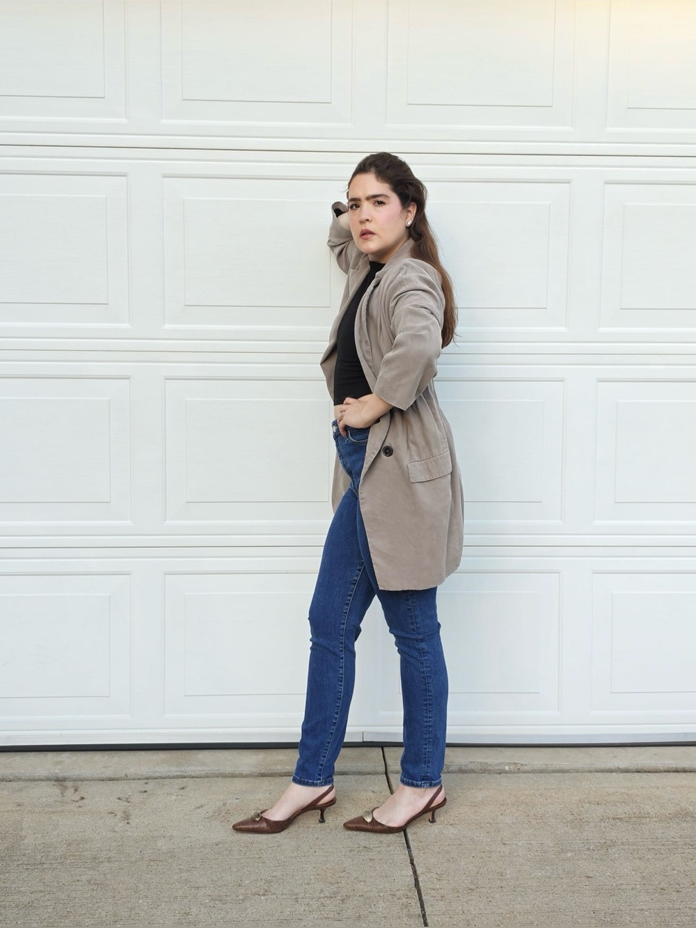 Zara grey double-breasted oversized blazer